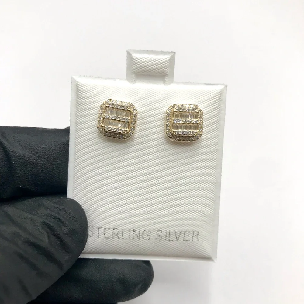 925 Sterling Silver  0.40CTW MOISSANITE Pave Square Stud Earrings